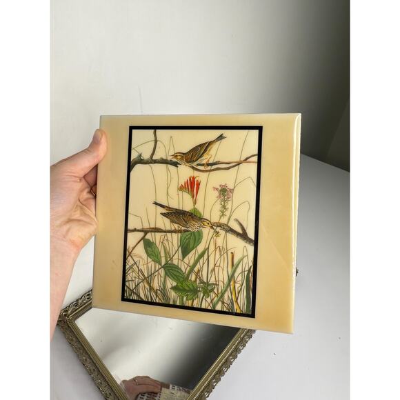 Vintage John James Audubon Savannah Sparrow Birds Wall Hanging Tile - Picture 4 of 10